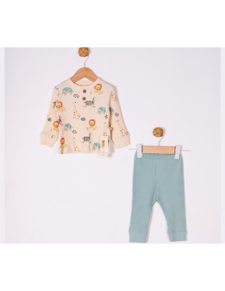 Ensemble côtelé imprimé savane