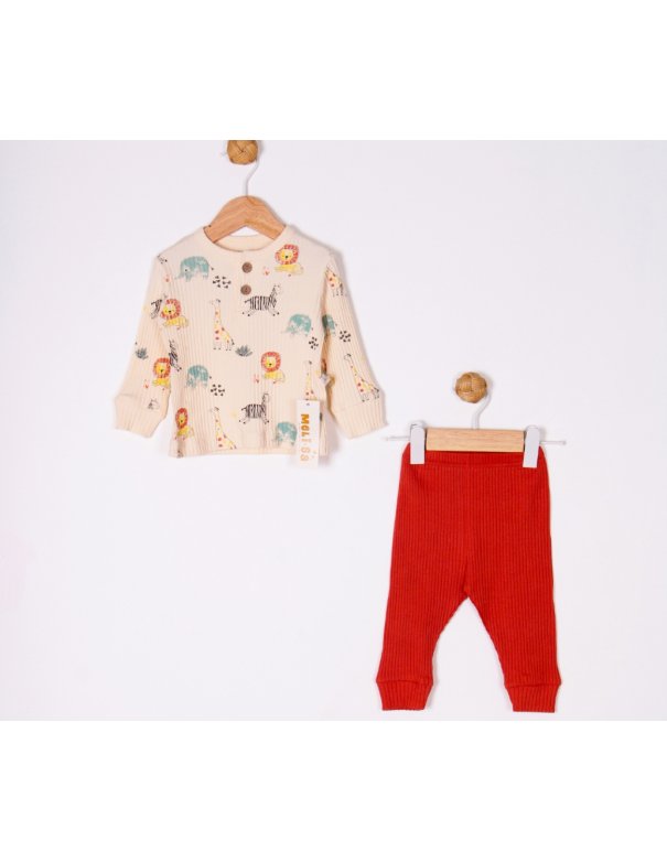 Ensemble côtelé imprimé savane