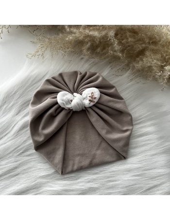 Turban jersey beige noeud gaze de coton 2