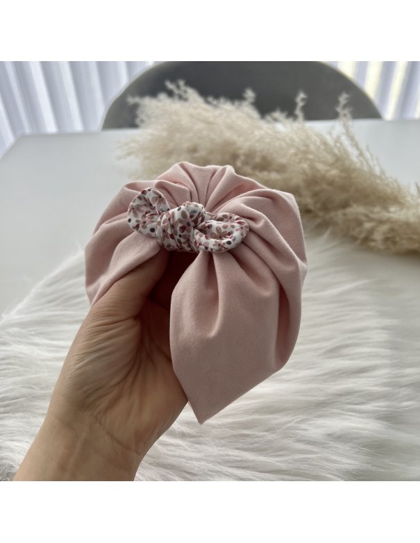 Turban jersey vieux rose noeud mini flowers
