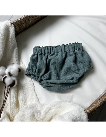 Bloomer gaze de coton brodé vert amande 2