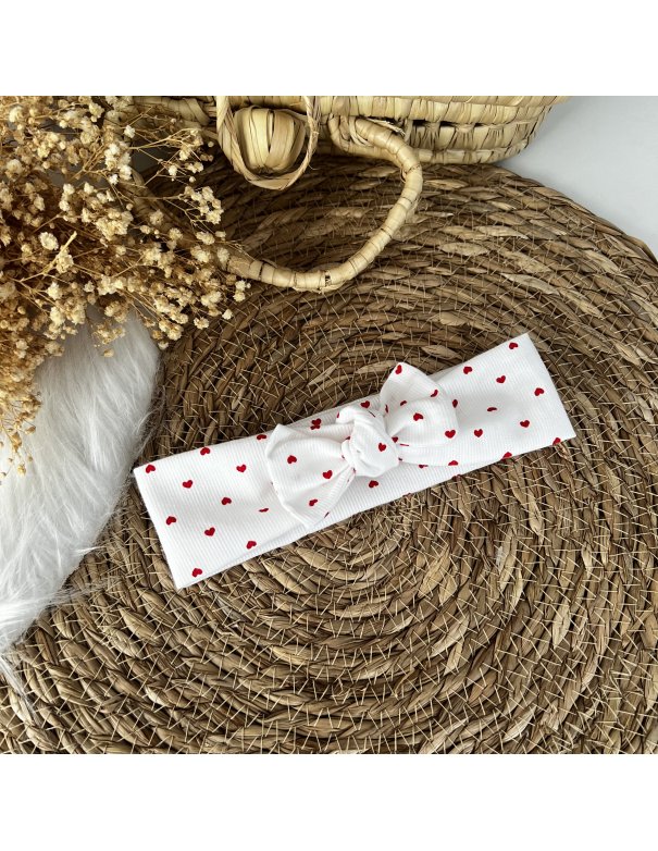 Bandeau réglable petits coeurs rouges