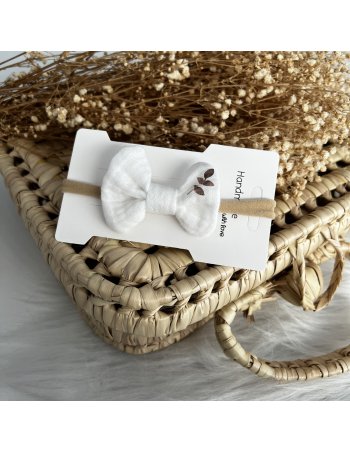 Bandeau bébé noeud gaze de coton feuillage 2