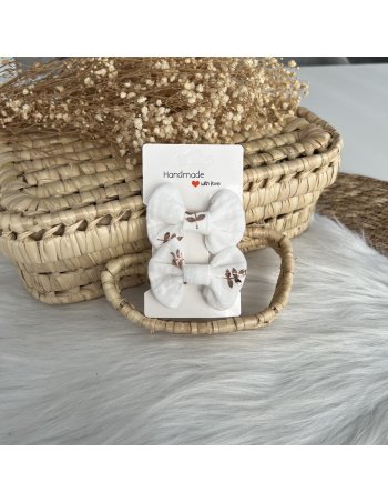 Lot de 2 barrettes à cheveux noeud gaze de coton 2