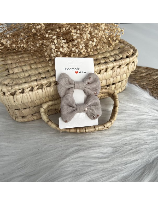 Lot de 2 barrettes à cheveux noeud gaze de coton