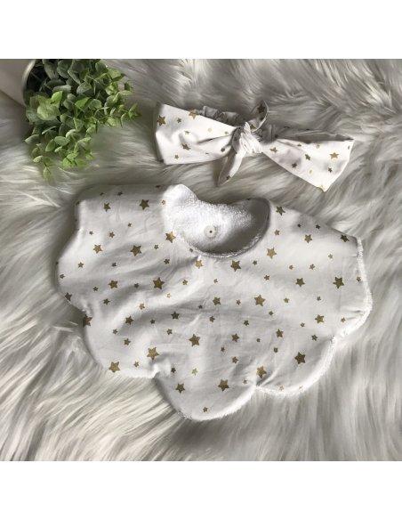 Ensemble bavoir & bandeau étoiles dorées Ensemble bavoir & bandeau étoiles dorées