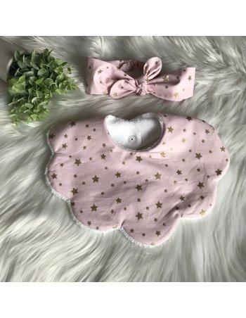 Ensemble bavoir & bandeau étoiles dorées 2
