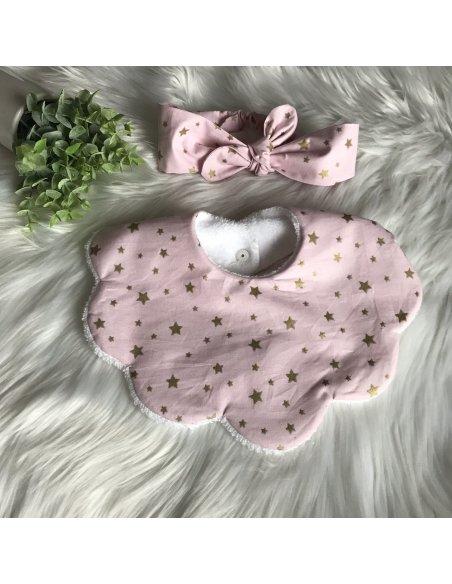 Ensemble bavoir & bandeau étoiles dorées Ensemble bavoir & bandeau étoiles dorées