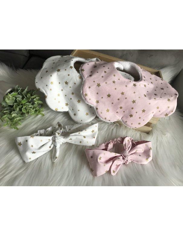 Ensemble bavoir & bandeau étoiles dorées Ensemble bavoir & bandeau étoiles dorées
