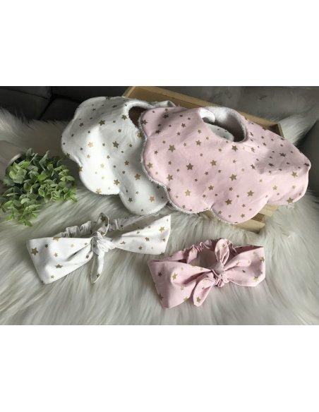 Ensemble bavoir & bandeau étoiles dorées Ensemble bavoir & bandeau étoiles dorées