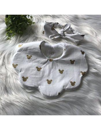 Ensemble bavoir & bandeau Mickey doré 2