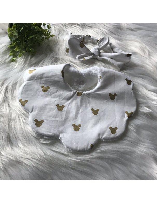 Ensemble bavoir & bandeau Mickey doré