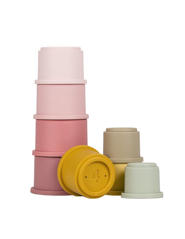 Gobelets à empiler rose LITTLE DUTCH