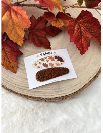 Barrette à cheveux feuille/moumoute