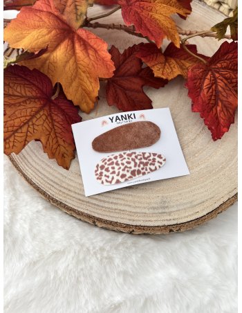 Barrette à cheveux léopard rosé