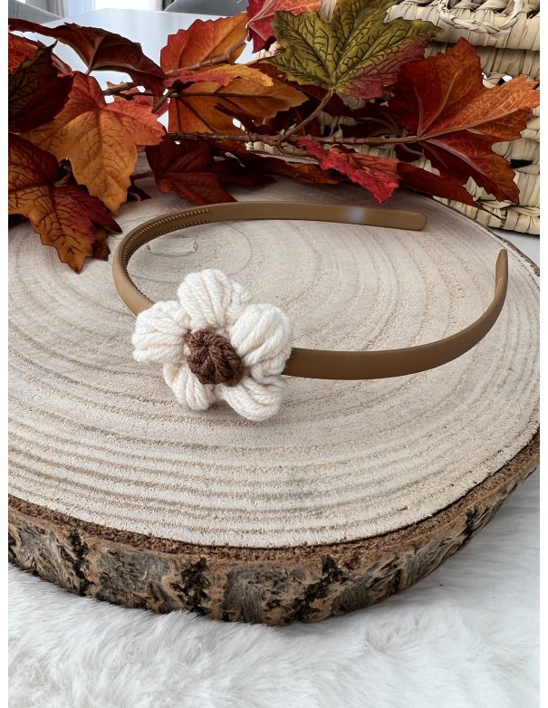 Diadème fleur beige / camel