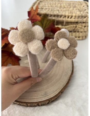 Diadème fleur doudou nude