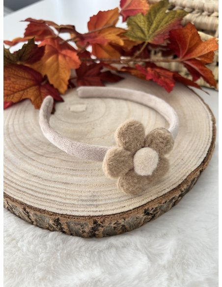 Diadème fleur doudou nude