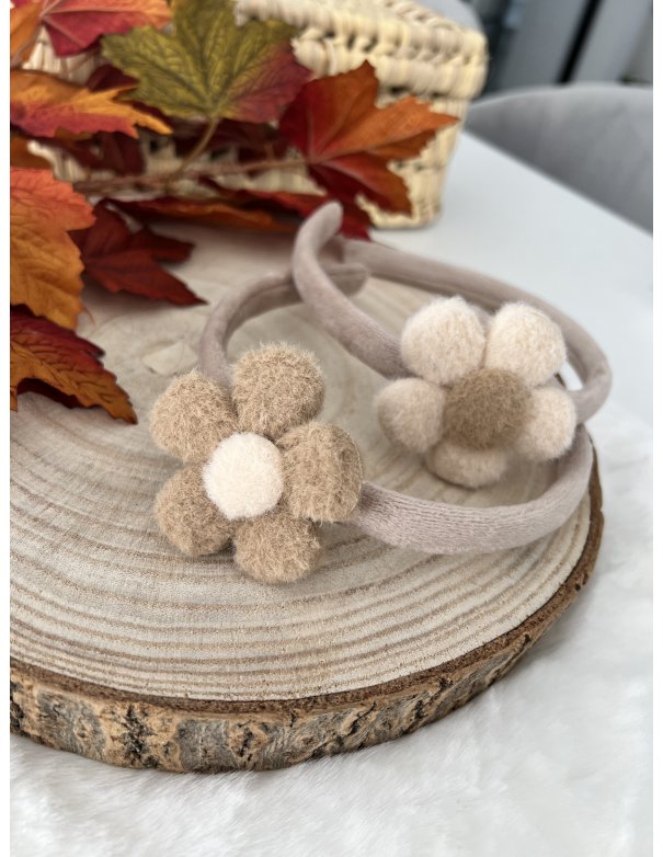 Diadème fleur doudou nude