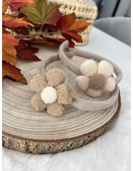Diadème fleur doudou nude