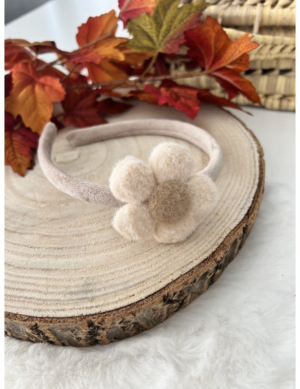 Diadème fleur doudou nude