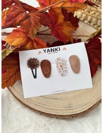 Barrette à cheveux brown mini flower