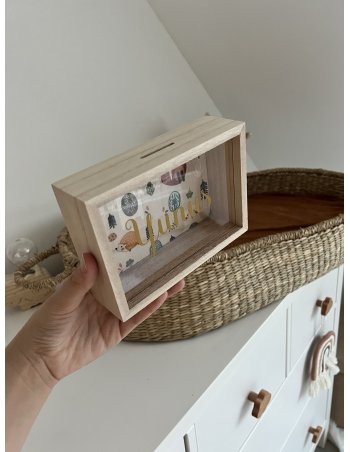 Tirelire en bois personnalisée Forest animals 2