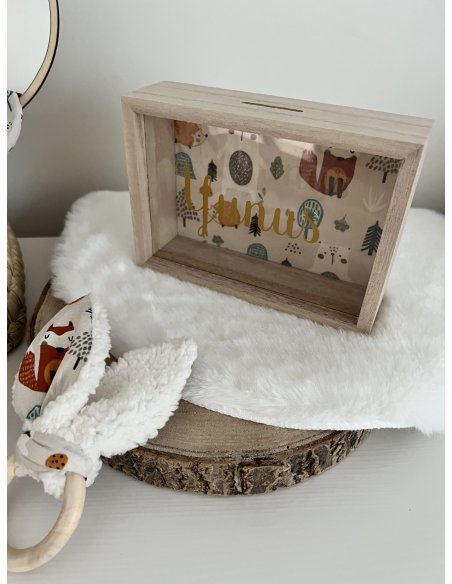 Tirelire en bois personnalisée Forest animals Tirelire en bois personnalisée Forest animals