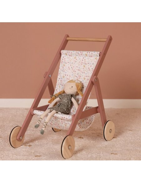 Poussette en bois pour poupée Flowers & Butterflies Little Dutch