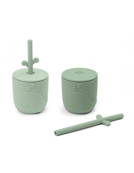 Peekaboo gobelet et paille lot de 2 Wally vert