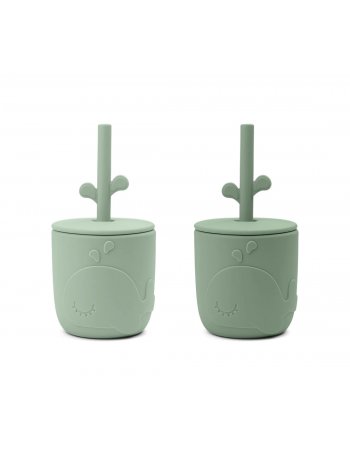 Peekaboo gobelet et paille lot de 2 Wally vert 2