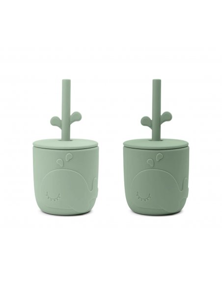 Peekaboo gobelet et paille lot de 2 Wally vert