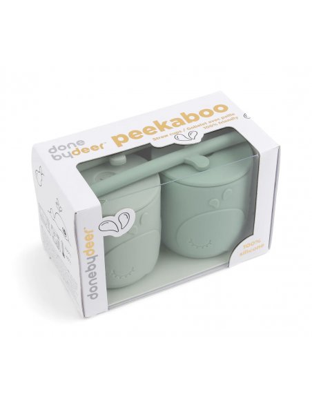 Peekaboo gobelet et paille lot de 2 Wally vert