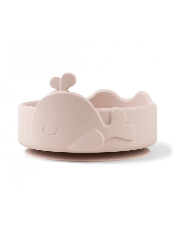 Bol ventouse et cuillère silicone Wally rose