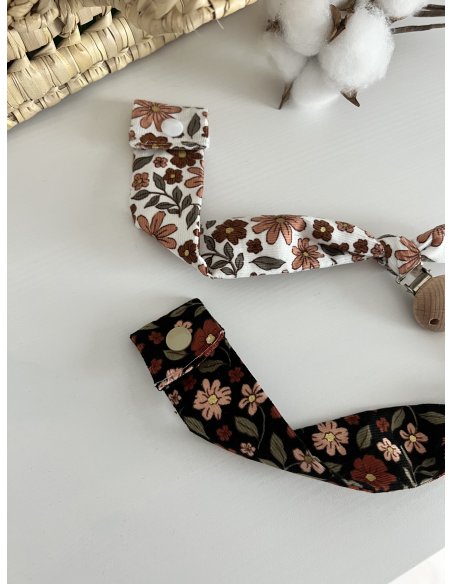 Attache tétine tissu flower