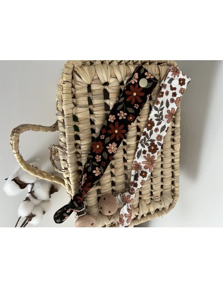 Attache tétine tissu flower