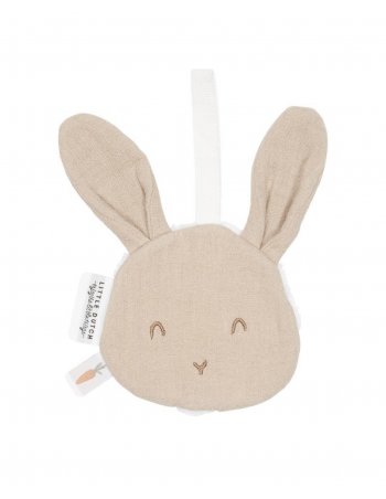 Doudou attache-tétine en gaze de coton Lapin Beige