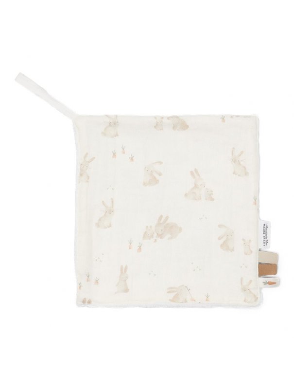 Doudou attache-tétine en gaze de coton Baby Bunny