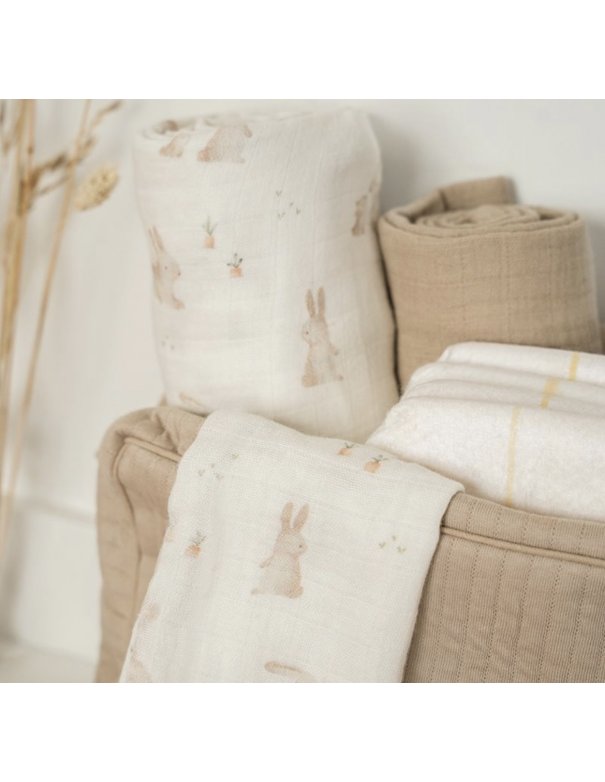 Set de 2 langes en gaze de coton Baby Bunny beige