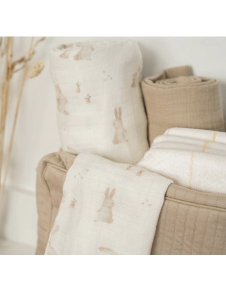 Set de 2 langes en gaze de coton Baby Bunny beige