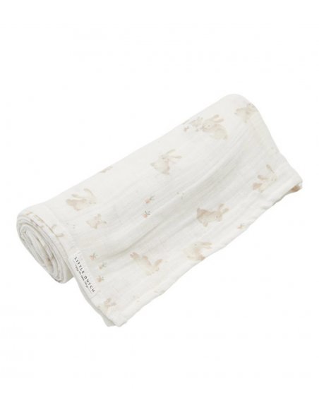 Set de 2 langes en gaze de coton Baby Bunny beige