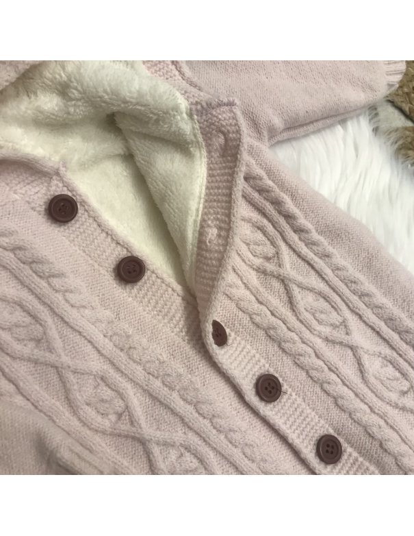 Combinaison tricot rose poudré