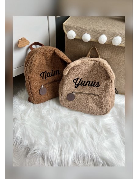 Sac à dos enfant ours personnalisé en moumoute Sac à dos enfant ours personnalisé en moumoute