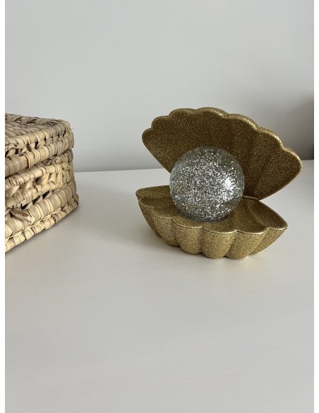 Lampe coquillage à paillettes dorées