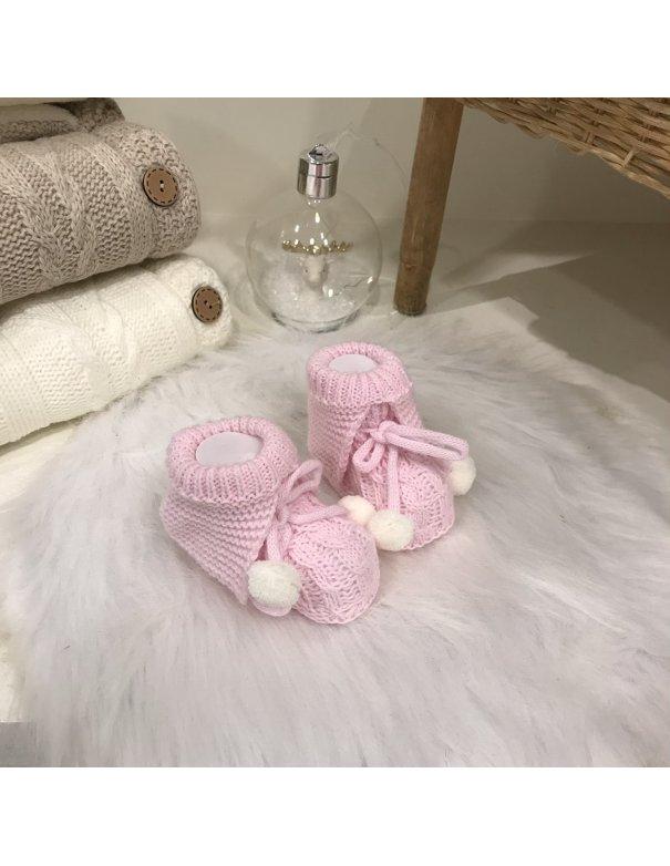 Chaussons tricot rose