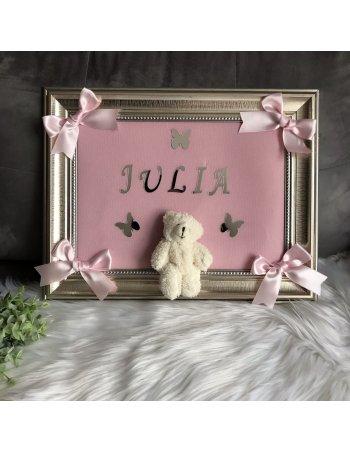 Cadre mural personnalise fond rose 2