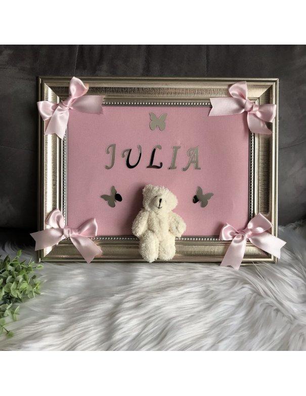 Cadre mural personnalise fond rose