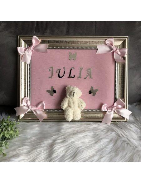 Cadre mural personnalise fond rose