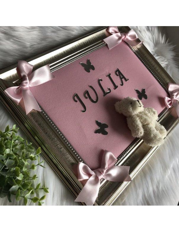 Cadre mural personnalise fond rose