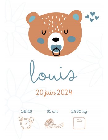 Affiche souvenir naissance - Affiche pour enfant personnalisée 2